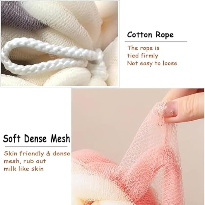 Back Loofah Sponge, Bath Back Scrubber Long Stretch, Bath Body Spong Shower Scrubber with Rope Handles, Exfoliating Body Loofah for Men Women (multicolor) - Image 4